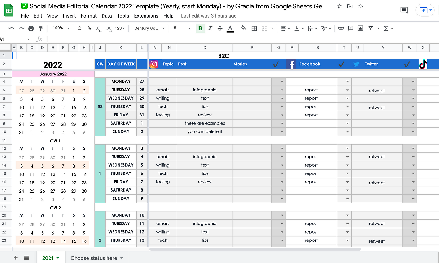 Content calendar